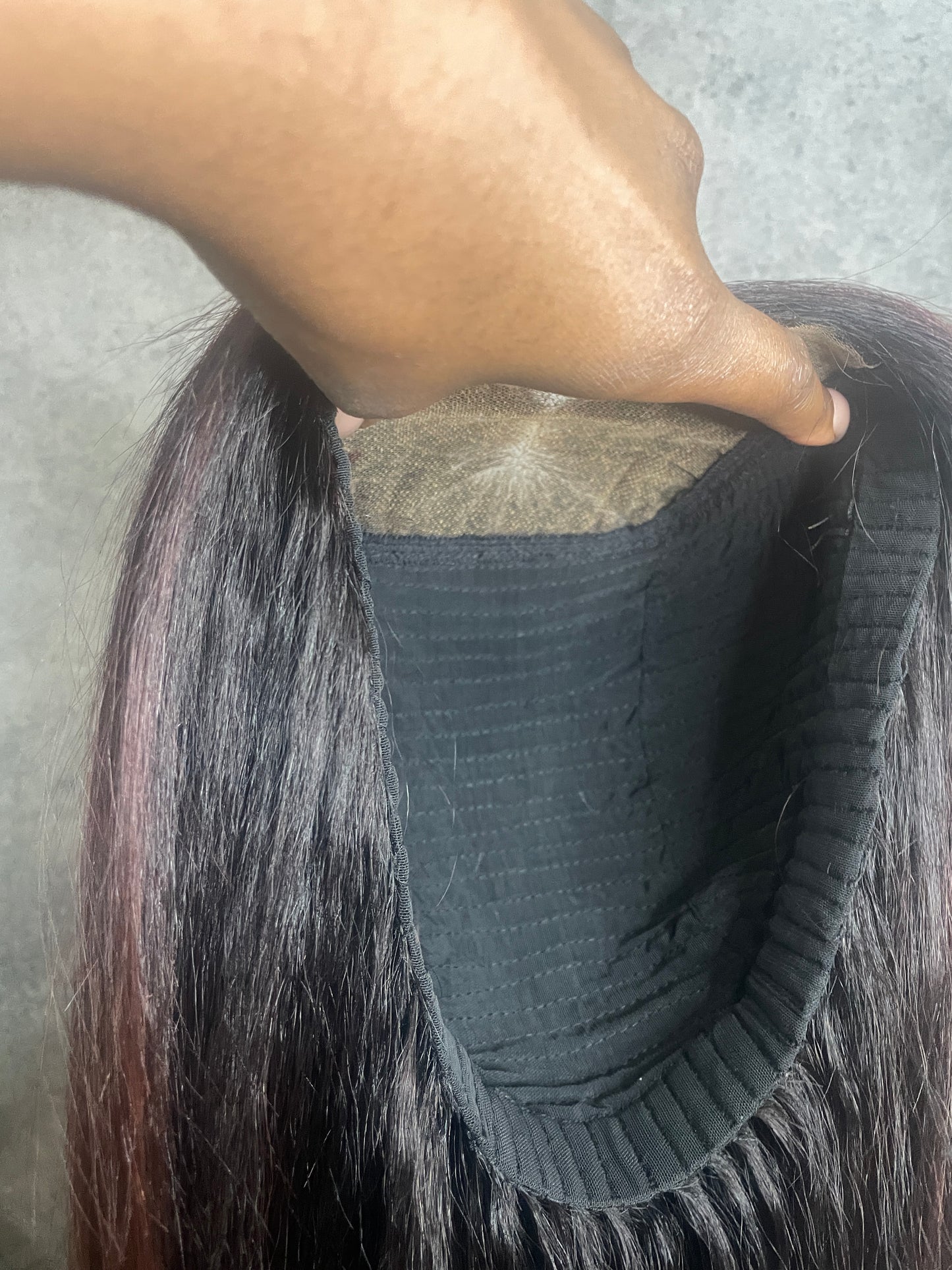 Kinky Straight Wig – 5x5 Closure | 26” | Burgundy Wine Tone