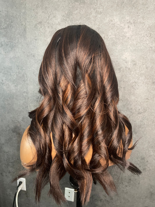 Natural Copper Bang Wig – 4x4 Kinky Straight | 18" | Custom Color